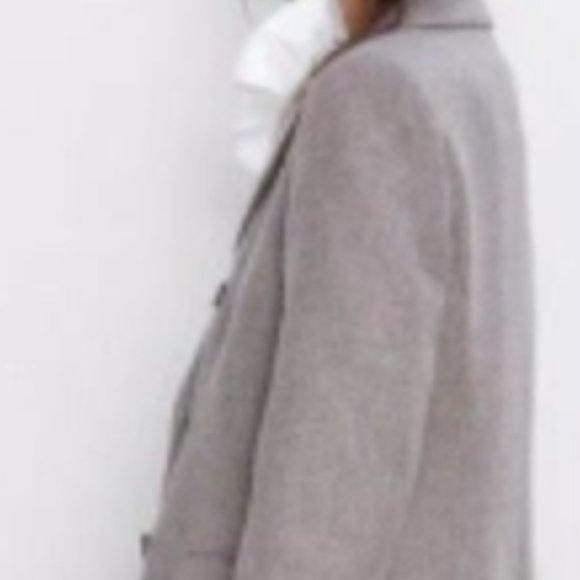 ZARA MANTECO Wool Blend Taupe Gray Double Breasted Coat Career Classic - SM - Picture 2 of 3
